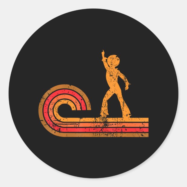 Disco Dancer Silhouette Disco Classic Round Sticker (Front)