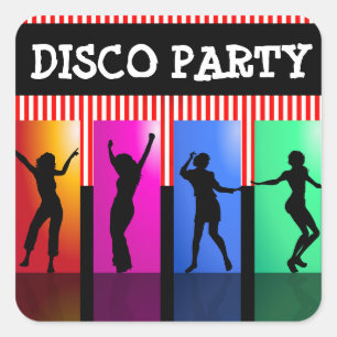 Disco Dancing 70s Themed  Birthday Party Stickers