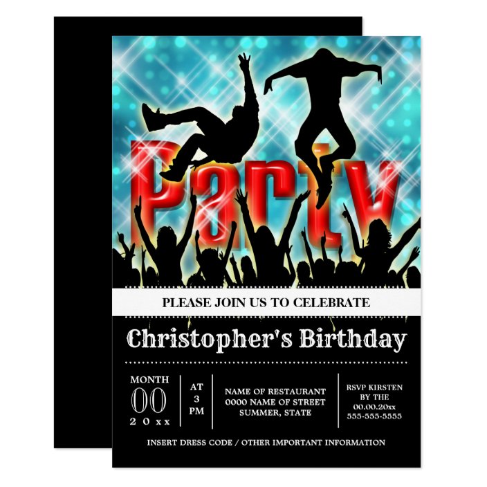 Disco dancing party night rave clubbing invitation Zazzle.co.uk