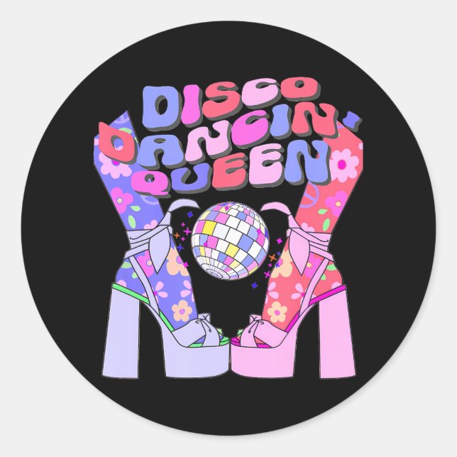 Disco Dancing Queen 70's Dancer Mum Dance 70s Classic Round Sticker (Front)