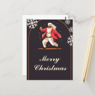 Disco Dancing Santa Claus Cartoon Postcard