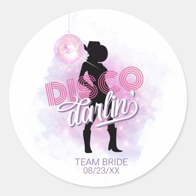 Disco Darlin' Bachelorette Team Bride ID928  Classic Round Sticker (Front)