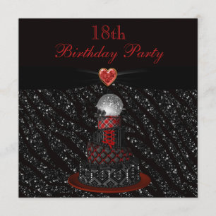 Disco Diva Cake Zebra Glitter Print 18th Birthday Invitation