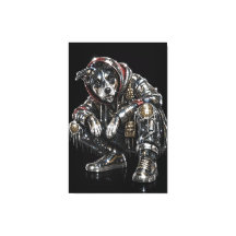 Disco Dog Canvas Wall Art – Modern Mosaic Puppy Ar