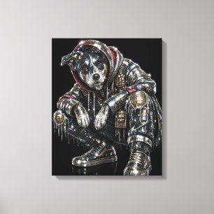 Disco Dog Canvas Wall Art – Modern Mosaic Puppy Ar