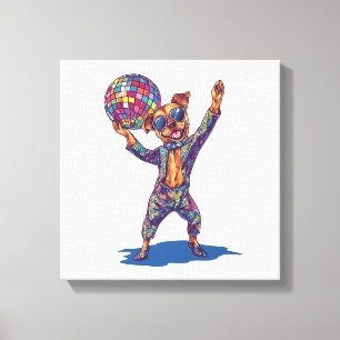 Disco Dog Delight � Funny 70s Party Pup Canvas Print