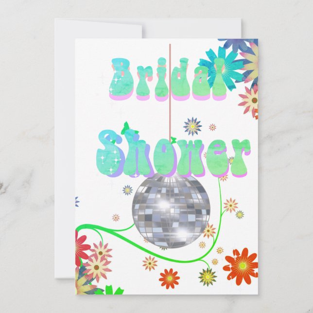 Disco Floral Retro Modern Bridal Shower Invitation (Back)