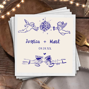 Disco Funky Retro Hand Drawn Wedding Napkins