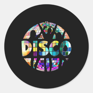 Disco Funny 70s Vintage Theme Dancing 70's Women Classic Round Sticker