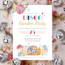 Disco Garden Party Cute Birthday
