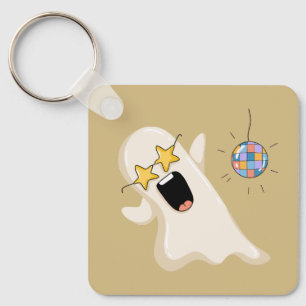 Disco Ghost with Star Glasses Key Ring