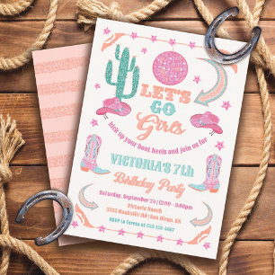 Disco Glitter Cowgirl Birthday Party Invitation