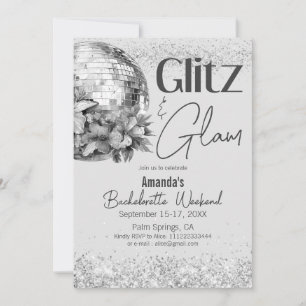 Disco Glitz and Glam Silver Bachelorette Party Invitation