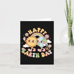 Disco Groovy Happy Earth Day Peace Sun And Earth Card