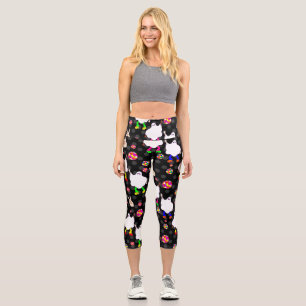 disco halloween african ghost black  capri leggings