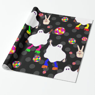 disco halloween african ghost black wrapping paper