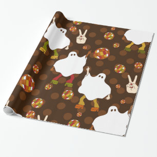 disco halloween african ghost brown wrapping paper