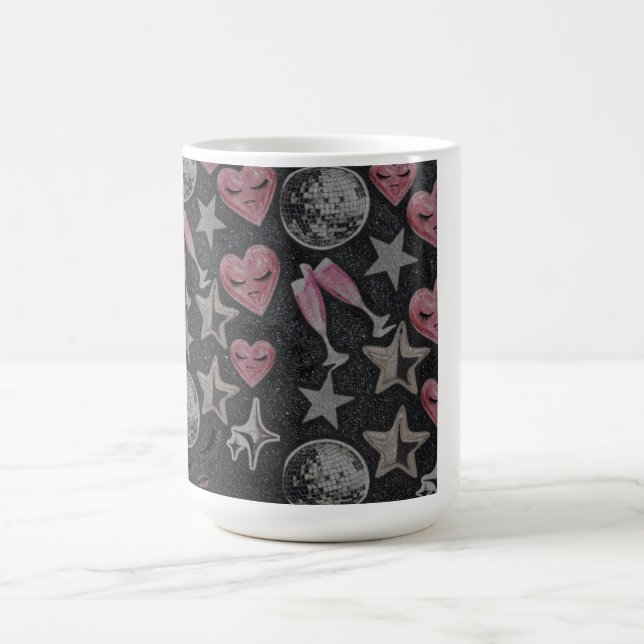 Disco Hearts Mug – Cute Glam Gift for Coffee Lover (Center)