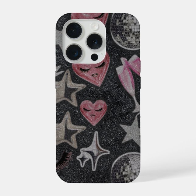 Disco Hearts Phone Case – Chic Glam Style (Back)