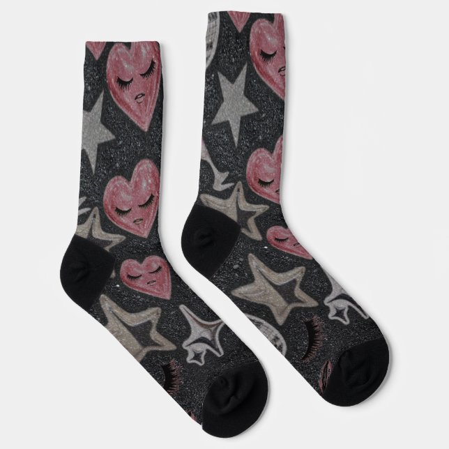 Disco Hearts Socks – Cute Glam Gift for Her (Right)