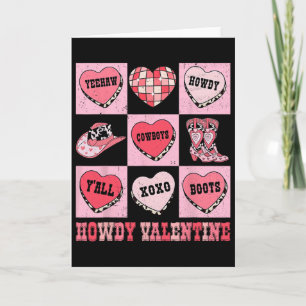 Disco Howdy Valentine Cowboy Heart Rodeo Texas Wes Card