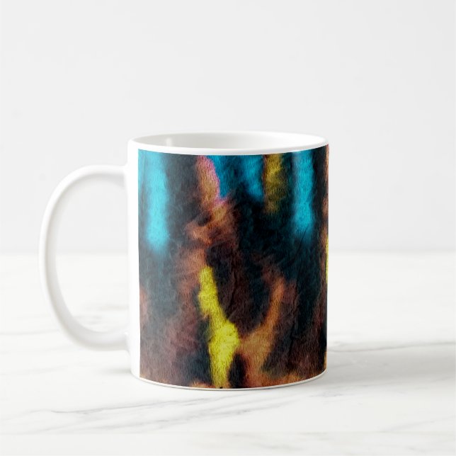 Disco Ikat Pattern. Colored Dirty Art Background.  Coffee Mug (Left)