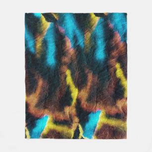 Disco Ikat Pattern. Colored Dirty Art Background.  Fleece Blanket