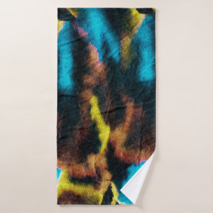 Disco Ikat Pattern. Coloured Dirty Art Background. Bath Towel