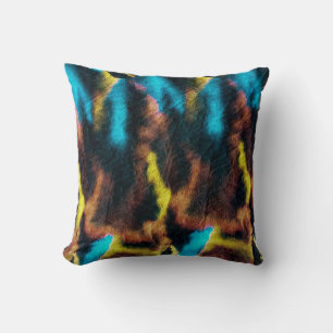 Disco Ikat Pattern. Coloured Dirty Art Background. Cushion
