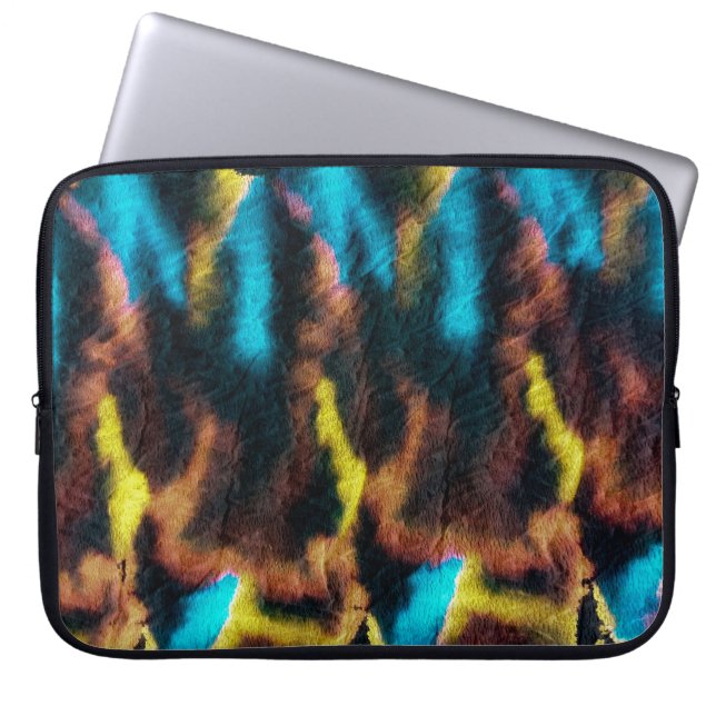 Disco Ikat Pattern. Coloured Dirty Art Background. Laptop Sleeve (Front)