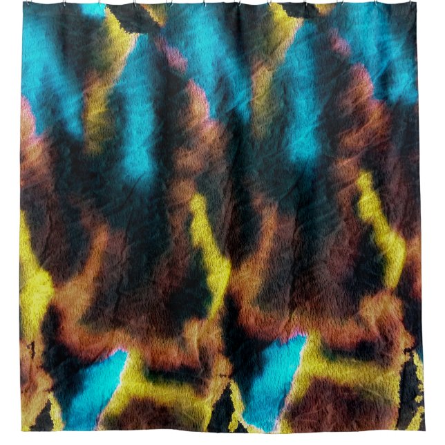 Disco Ikat Pattern. Coloured Dirty Art Background. Shower Curtain (Front)