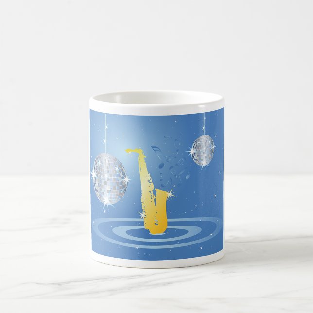 Disco Jazz Saxophone Sparkling Mirror Balls Coffee Mug (Creator Uploaded)