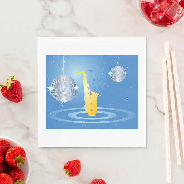 Disco Jazz Saxophone Sparkling Mirror Balls Napkin (Creator Uploaded)