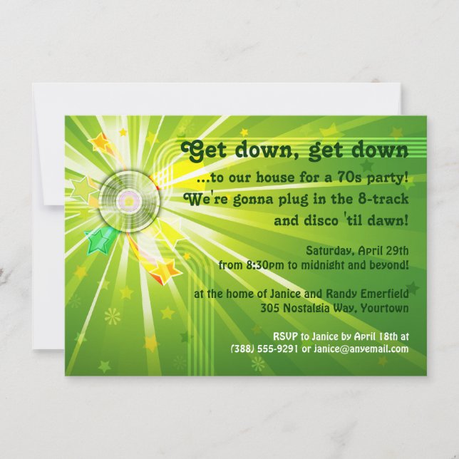 Disco Lights 70s Party Invitation (Front)