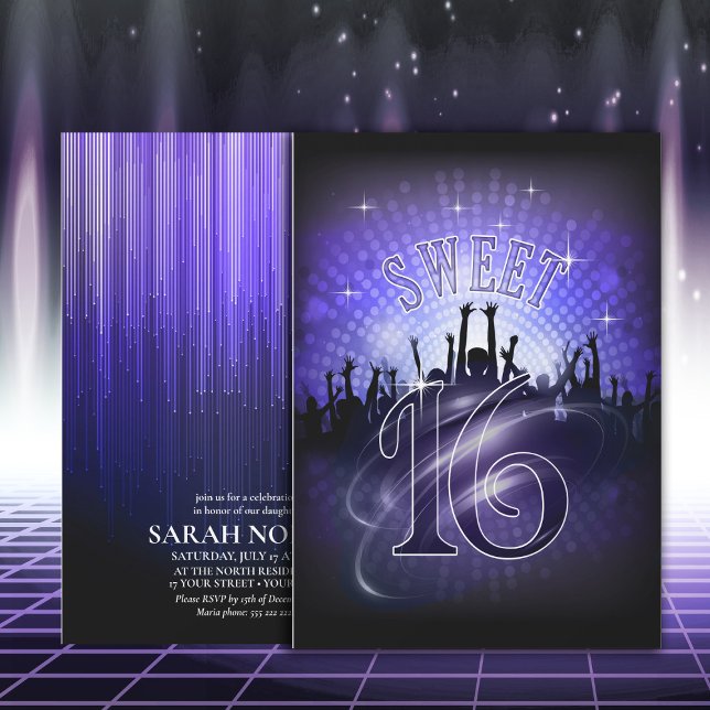 Disco Lights Sweet 16 Violet ID777 Invitation (Creator Uploaded)