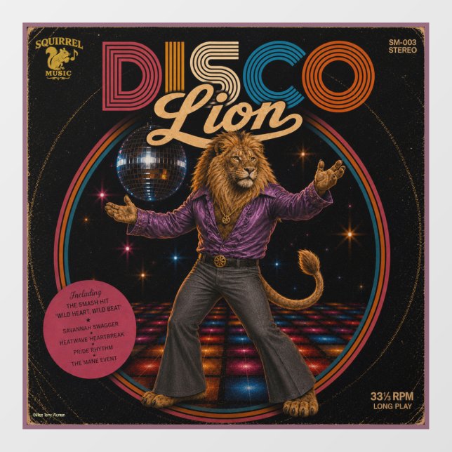 Disco Lion Window Cling (Sheet)
