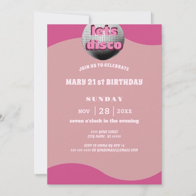 Disco Mirror Ball 21st Birthday Party Invitation (Front)