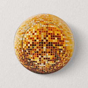 DISCO MIRROR BALL PEACE SIGN 6 CM ROUND BADGE