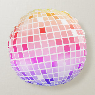 Disco Mirror Ball Retro 70s Colorful Round Cushion