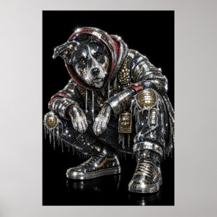 Disco Mosaic Dog Poster   Modern Wall Art for Dog 