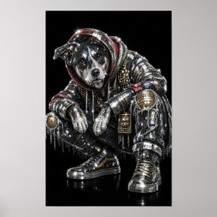 Disco Mosaic Dog Poster   Modern Wall Art for Dog 