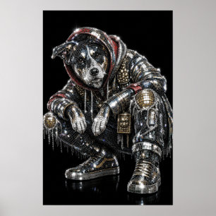 Disco Mosaic Dog Poster   Modern Wall Art for Dog 
