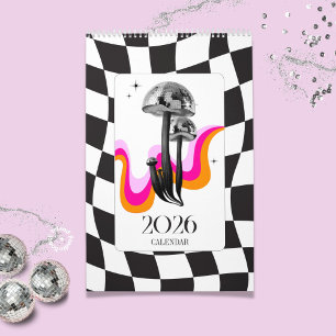 Disco Mushroom 2026 Y2K Office Planner Calendar