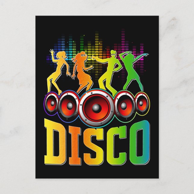 Disco Music 80s 90s Party Groove Funky Music Postcard (Front)
