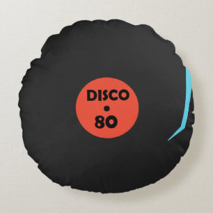 Disco Music Record Plate Round Pillow