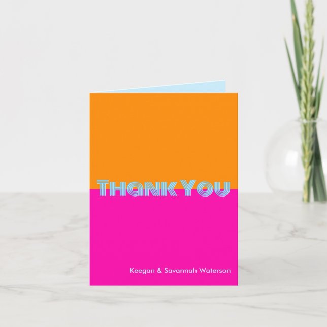 Disco Neon Bright Fun Funky Photo Thank You Card (Front)