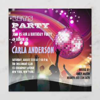Disco Night Glam Birthday/Bachelorette Party Invitation