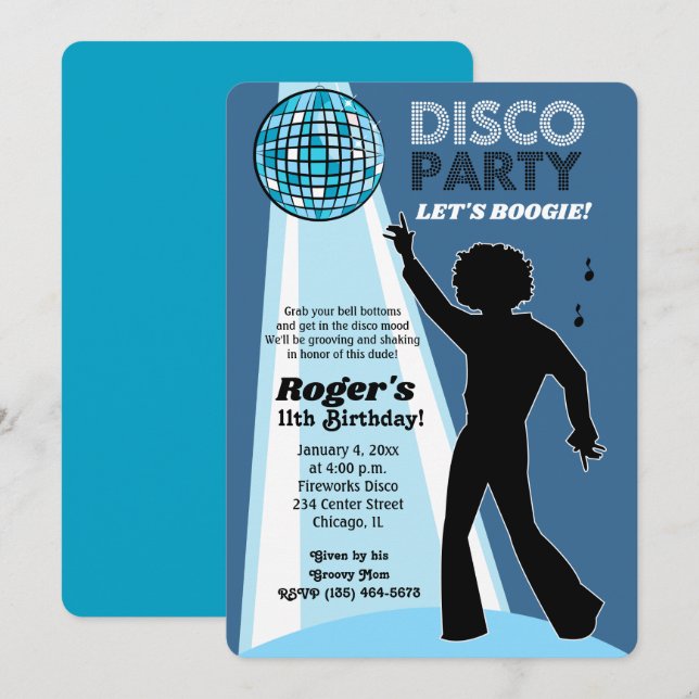 Disco Party 70's Dance Birthday Invitations (Front/Back)