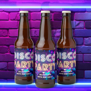 Disco Party Birthday Beer Bottle Label