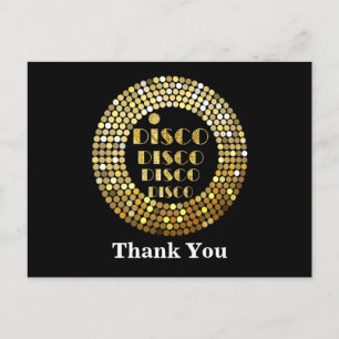 disco party dance party 70s gold disco ball invita invitation postcard